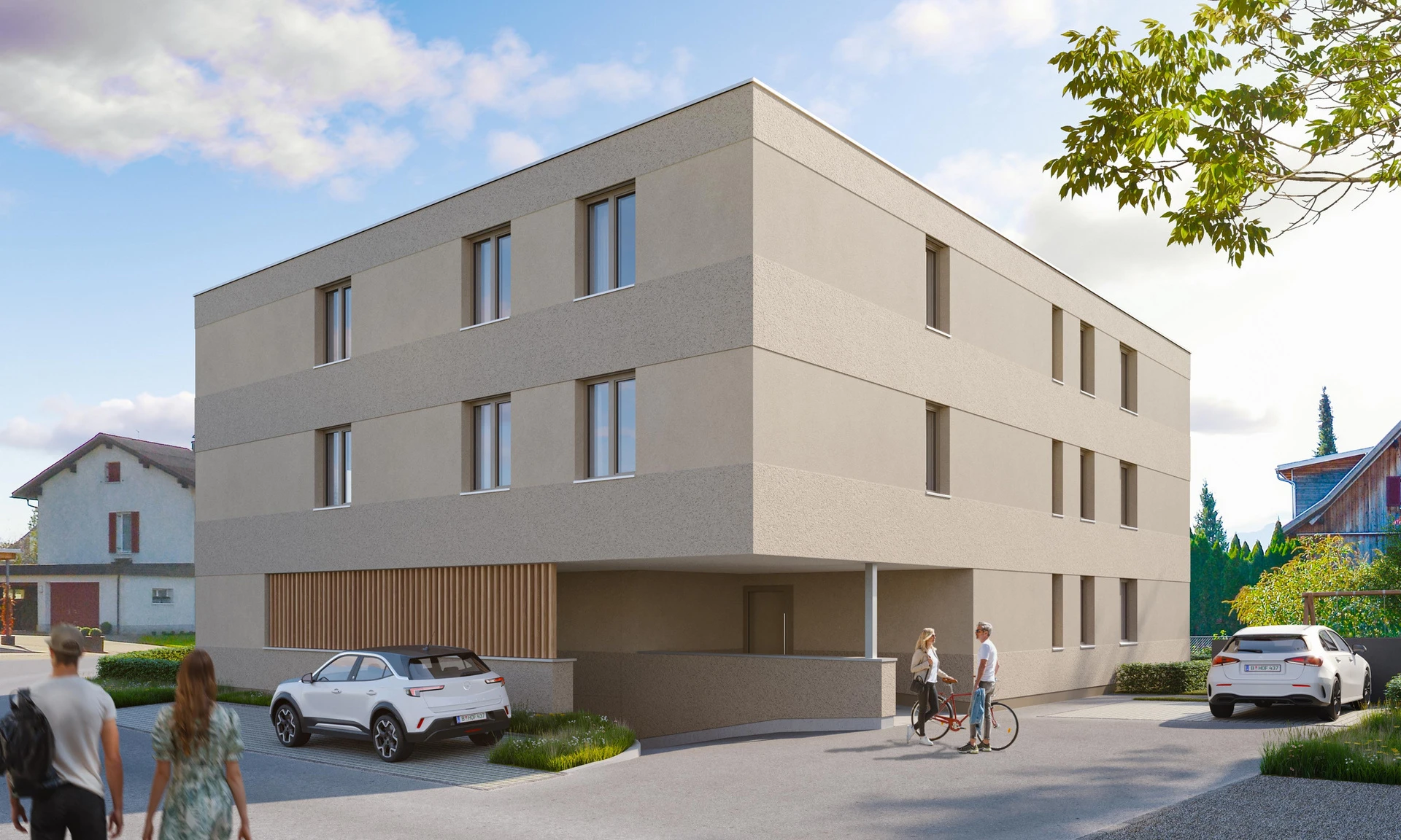 Immobilieninvestment: Visualisierung eines geplanten Wohnprojekts von Wilhelm+Mayer in Altach.