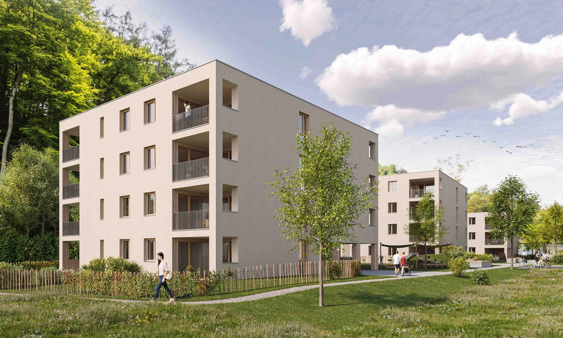 Ansicht Gebäude Wohnprojekt von WilhelmMayer für Investoren in Koblach, Kutzen.